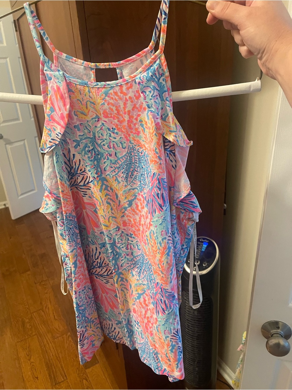 Sleeveless Coral Reef Print Summer top in Pink & Blue
